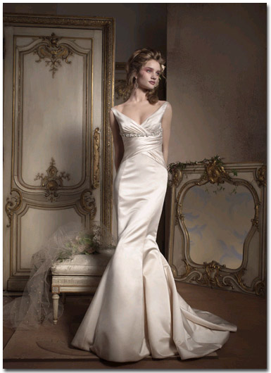 custom made empire waist duchess satin gown